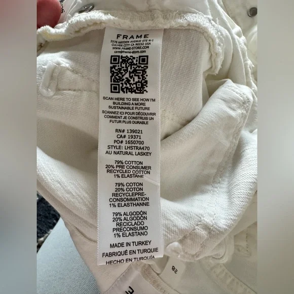 FRAME Le High Straight White Fray Jeans Size 28 - Picture 5 of 15
